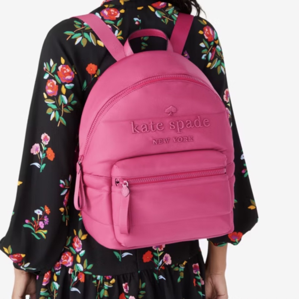 Kate Spade New York Ella Large Puffy Hot Pink Backback - Picture 2 of 11